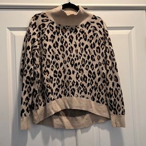 Leopard print cowl neck sweater